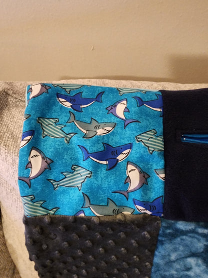 Sensory Blanket- Sharks Theme fidget lap blanket Dementia