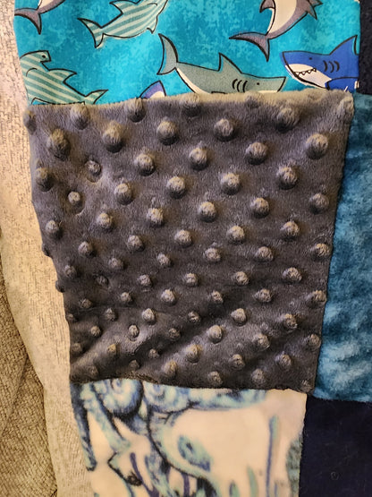 Sensory Blanket- Sharks Theme fidget lap blanket Dementia