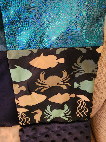 Sensory Blanket- Sharks Theme fidget lap blanket Dementia