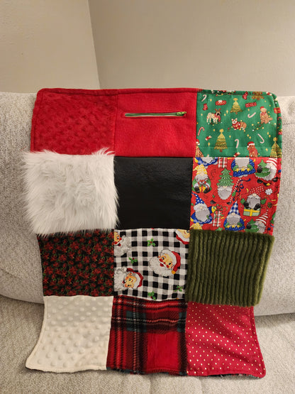 Sensory Blanket- Christmas Santa Theme fidget lap blanket Dementia