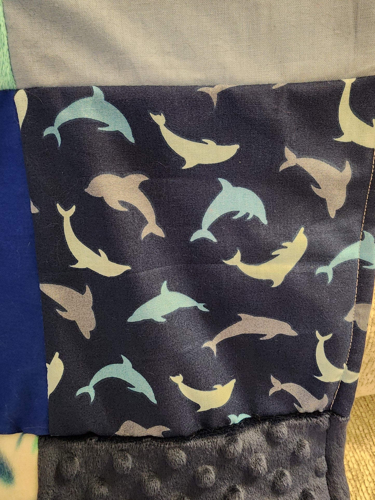 Sensory Blanket- Dolphins Theme fidget lap blanket Dementia