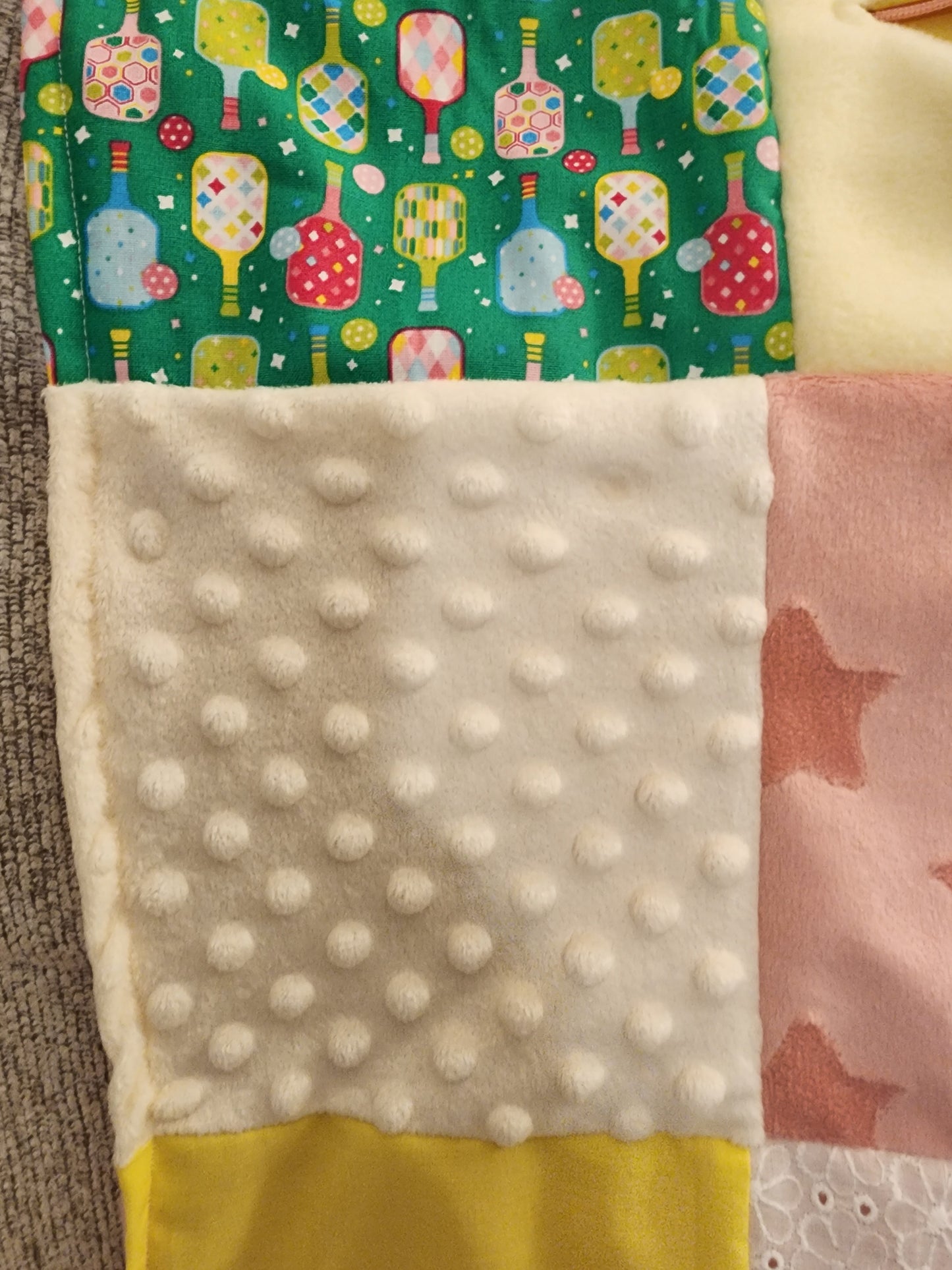 Sensory Blanket- Pickleball  Preppy Theme fidget lap blanket Dementia