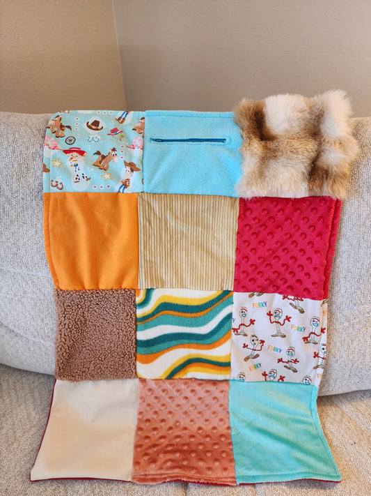 Sensory Blanket- toys dolls forks Theme fidget lap blanket Dementia