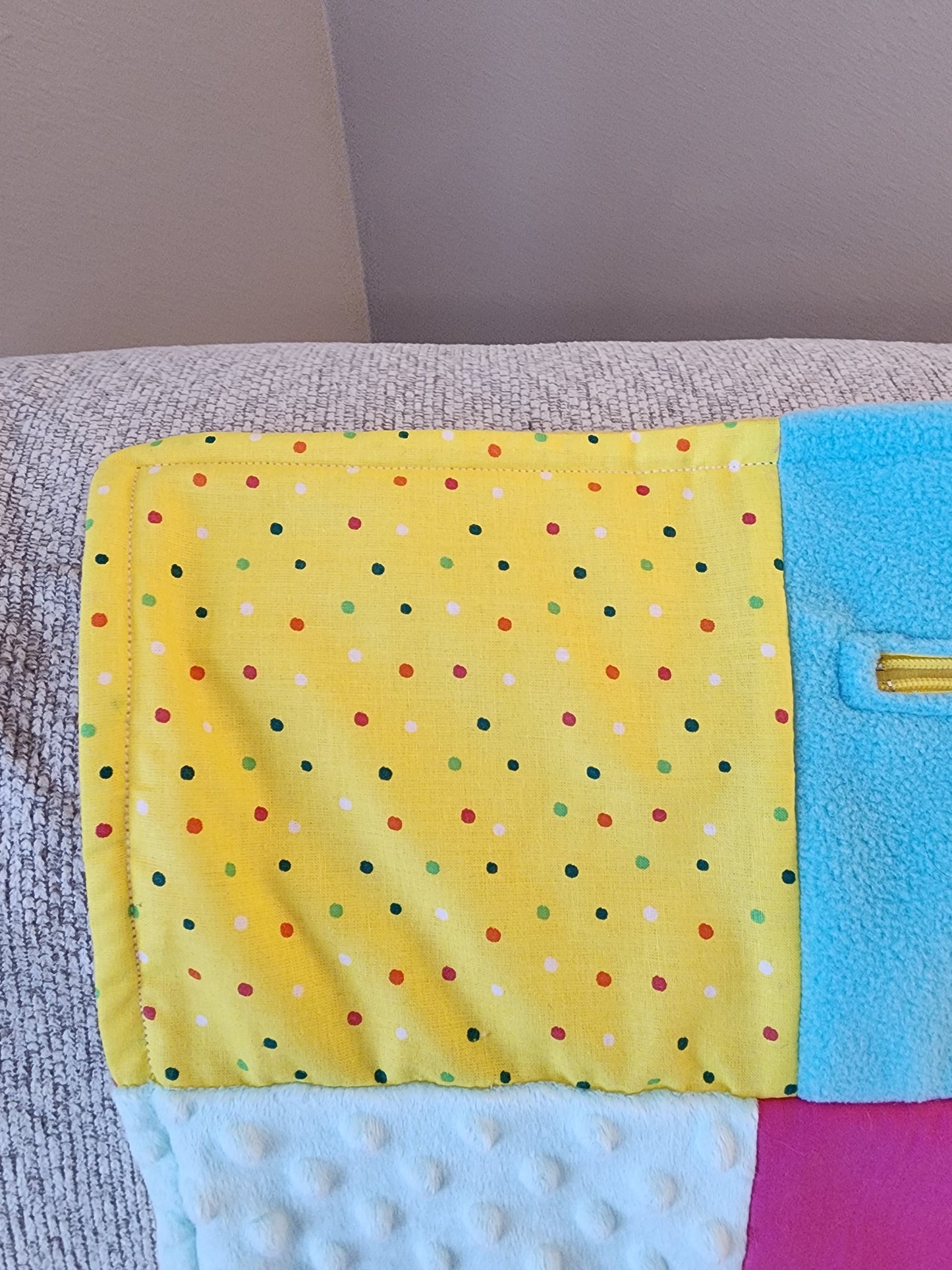 Sensory Blanket- tie dye Theme fidget lap blanket Dementia Bright Colors