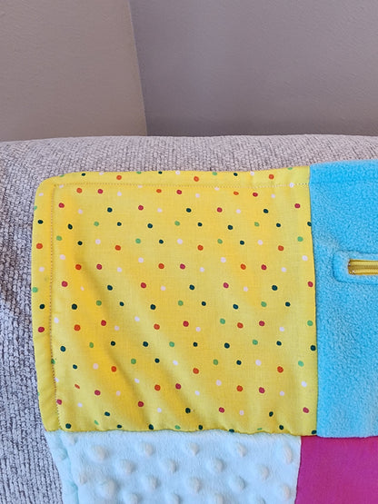 Sensory Blanket- tie dye Theme fidget lap blanket Dementia Bright Colors