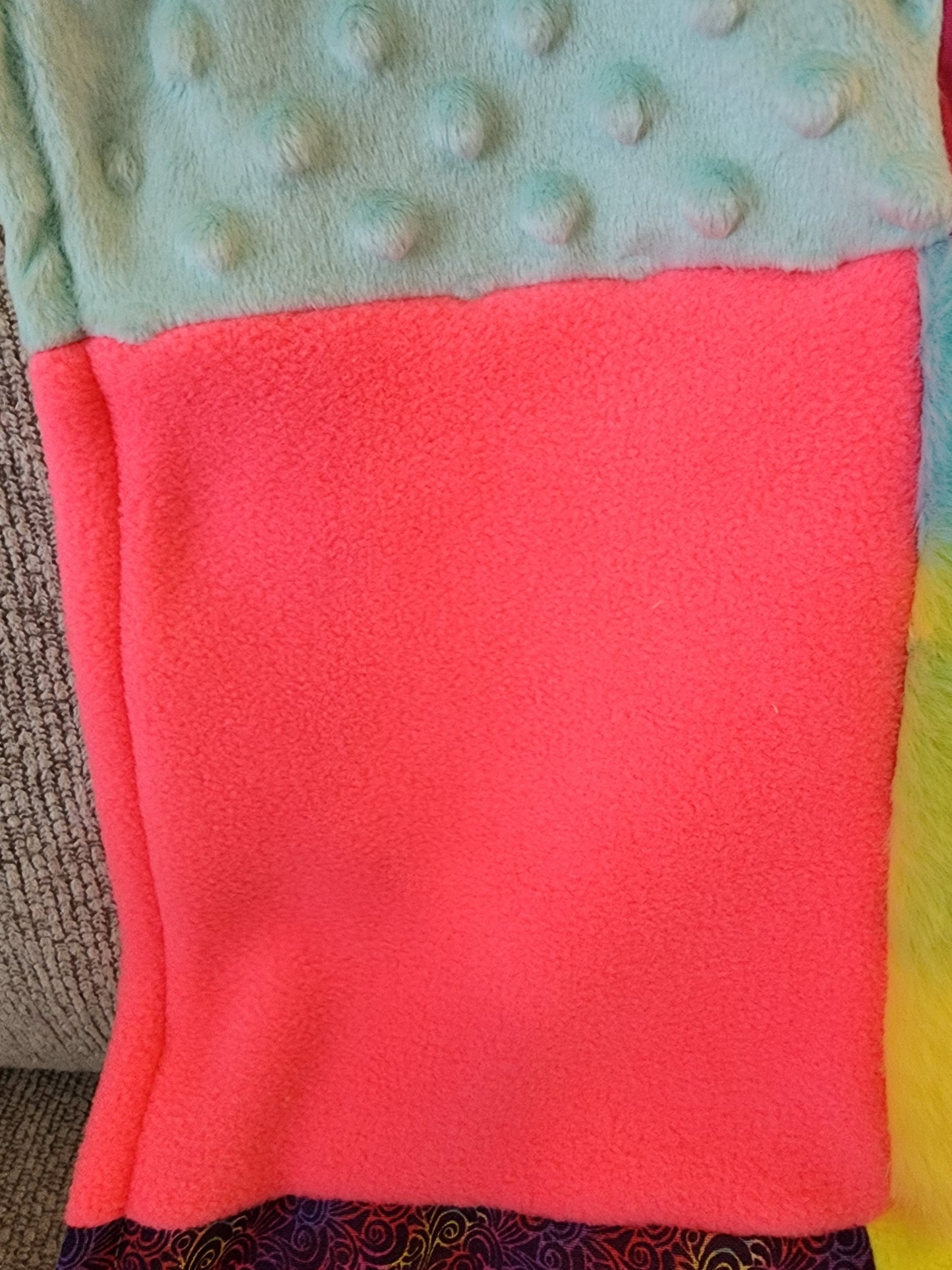 Sensory Blanket- tie dye Theme fidget lap blanket Dementia Bright Colors