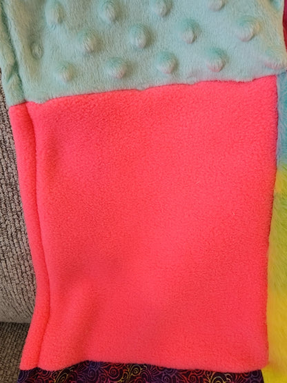 Sensory Blanket- tie dye Theme fidget lap blanket Dementia Bright Colors