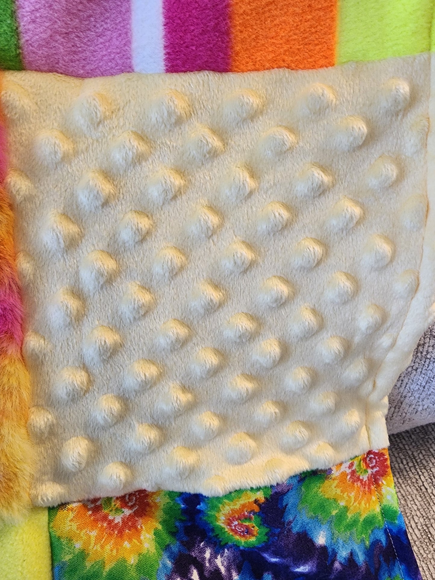 Sensory Blanket- tie dye Theme fidget lap blanket Dementia Bright Colors