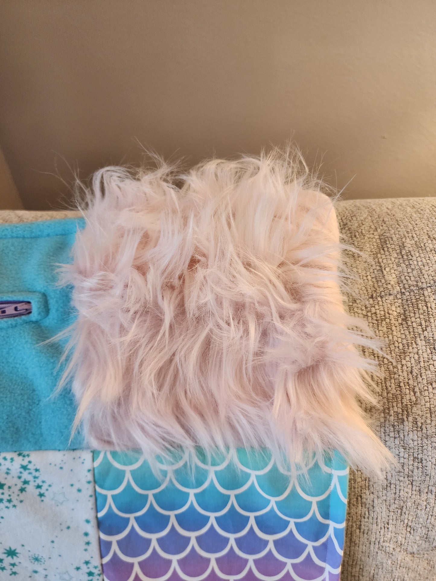 Sensory Blanket- mermaid scales Theme fidget lap blanket Dementia cotton candy