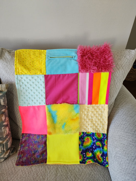 Sensory Blanket- tie dye Theme fidget lap blanket Dementia Bright Colors