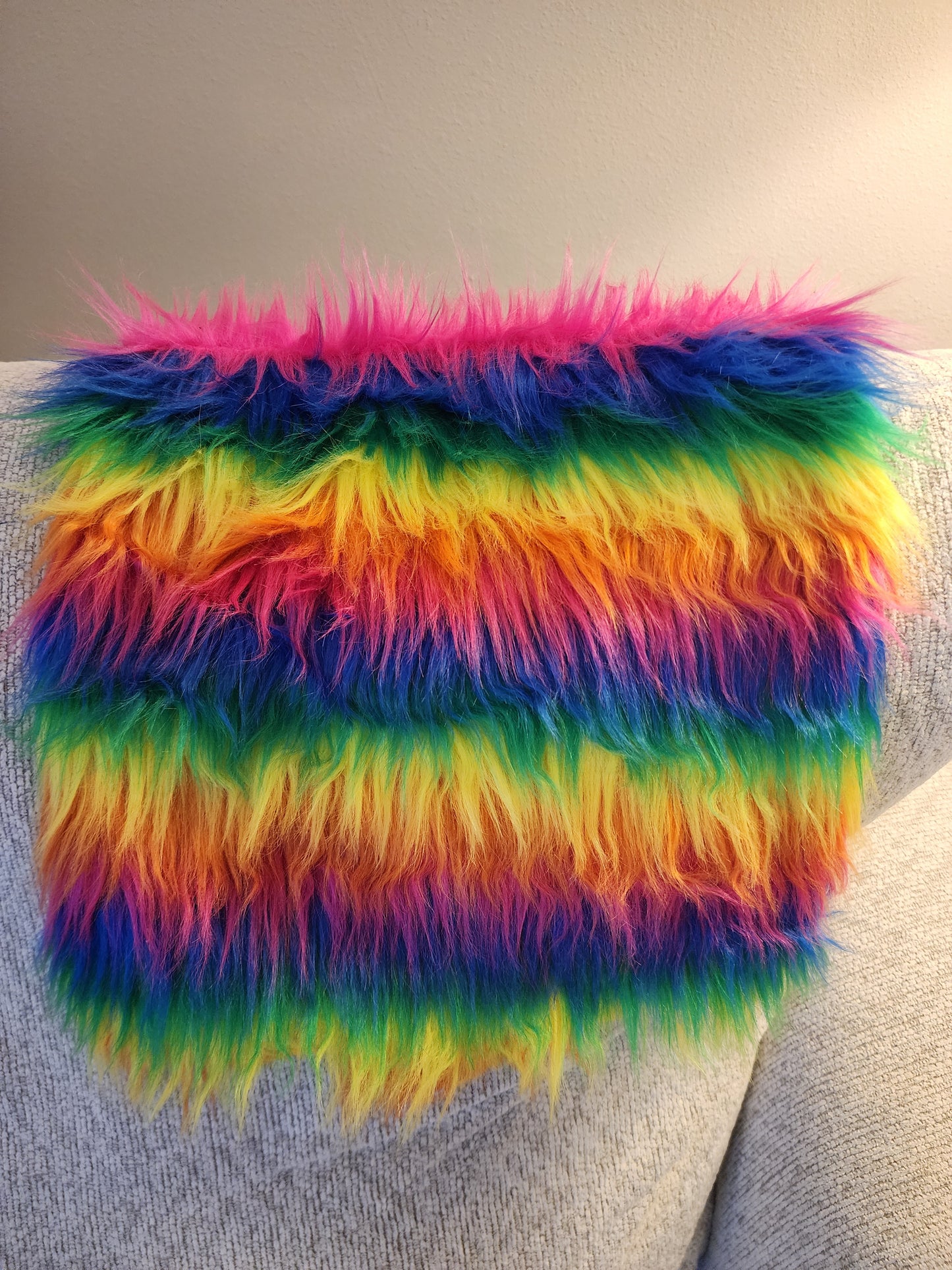Sensory Square-Rainbow plush fur royal blue dimple dot minky