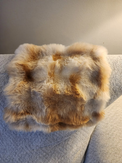 Sensory Square-Rainbow plush fur royal blue dimple dot minky