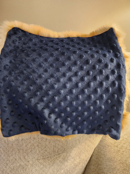 Sensory Square-Rainbow plush fur royal blue dimple dot minky
