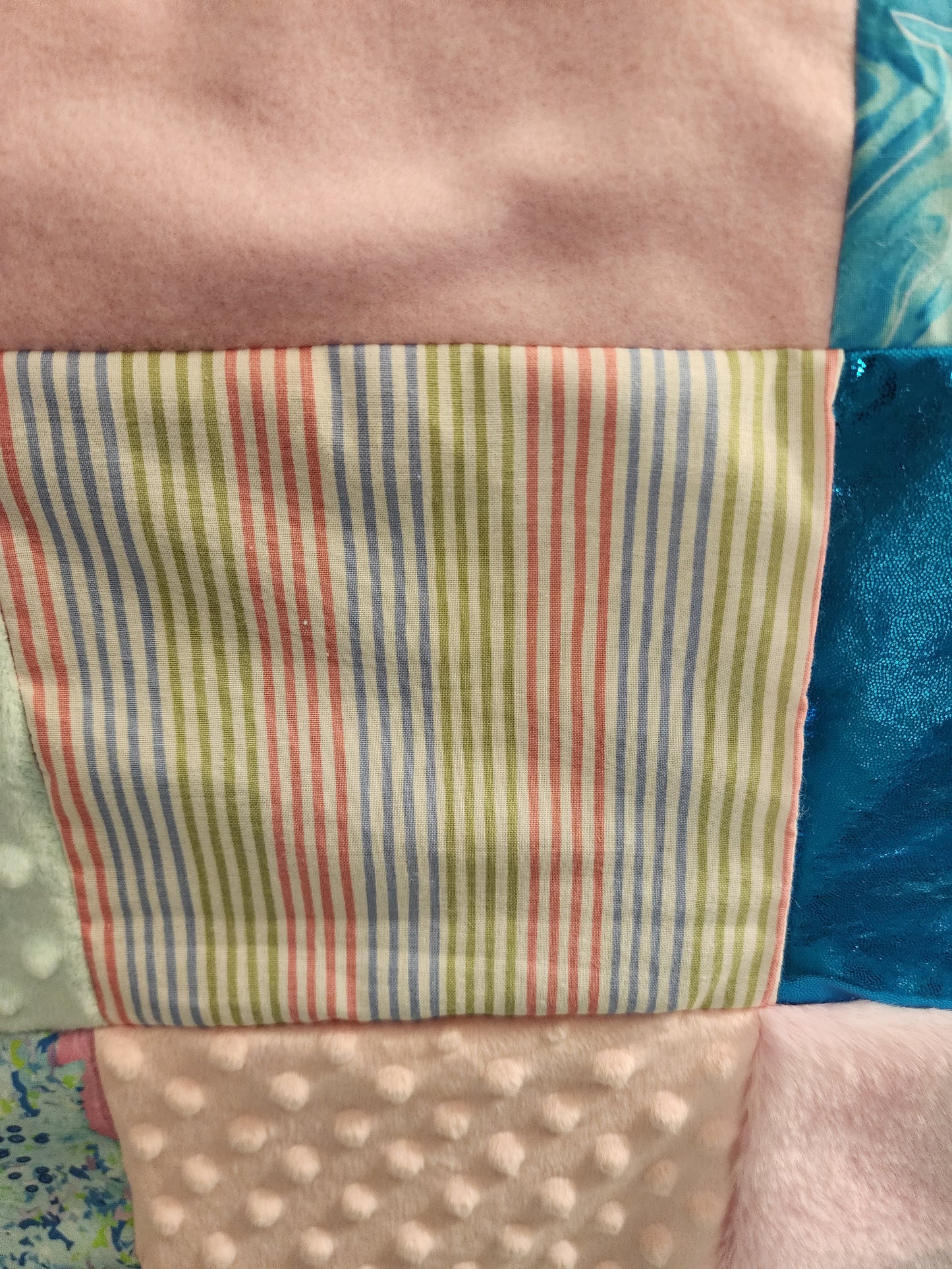 Sensory Blanket- Seahorse Theme fidget lap blanket Dementia cotton candy Lilly Pulitzer inspired