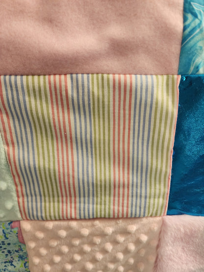 Sensory Blanket- Seahorse Theme fidget lap blanket Dementia cotton candy Lilly Pulitzer inspired