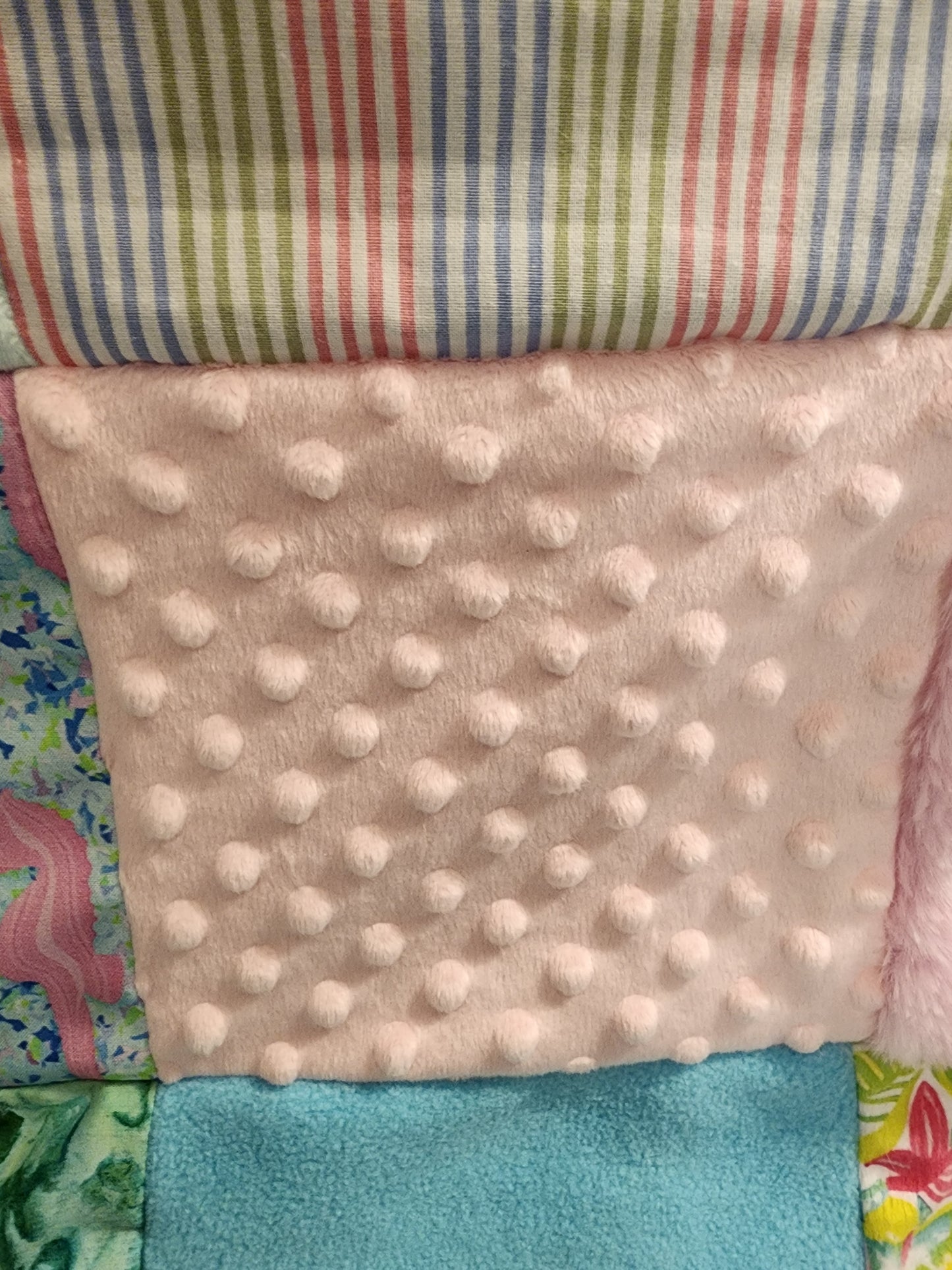 Sensory Blanket- Seahorse Theme fidget lap blanket Dementia cotton candy Lilly Pulitzer inspired