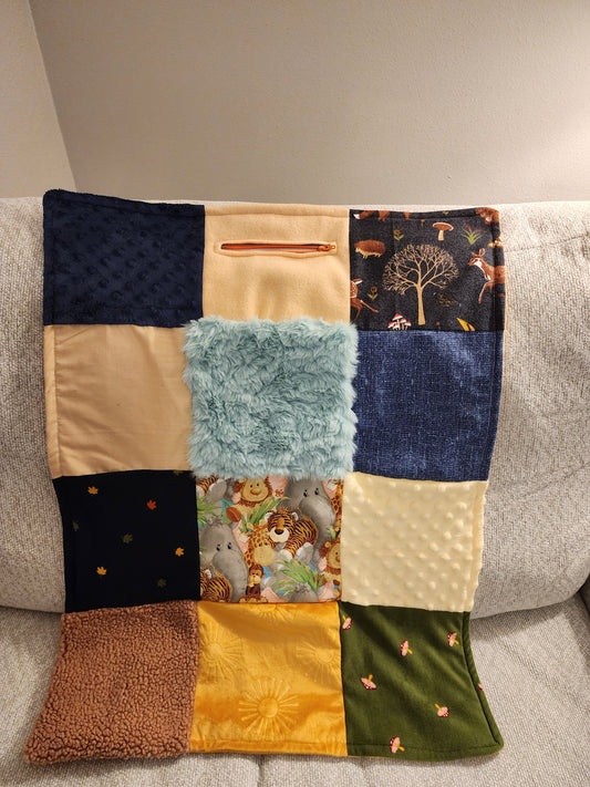 Sensory Blanket- Seahorse Theme fidget lap blanket Dementia woodland animals