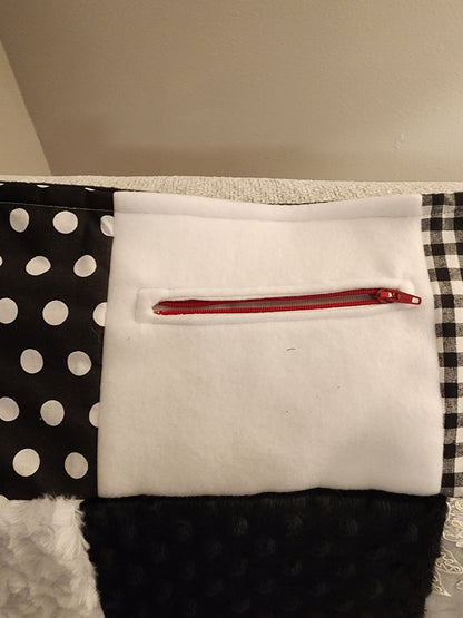 Sensory Blanket- Black and White Theme fidget lap blanket Dementia