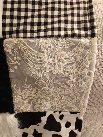 Sensory Blanket- Black and White Theme fidget lap blanket Dementia