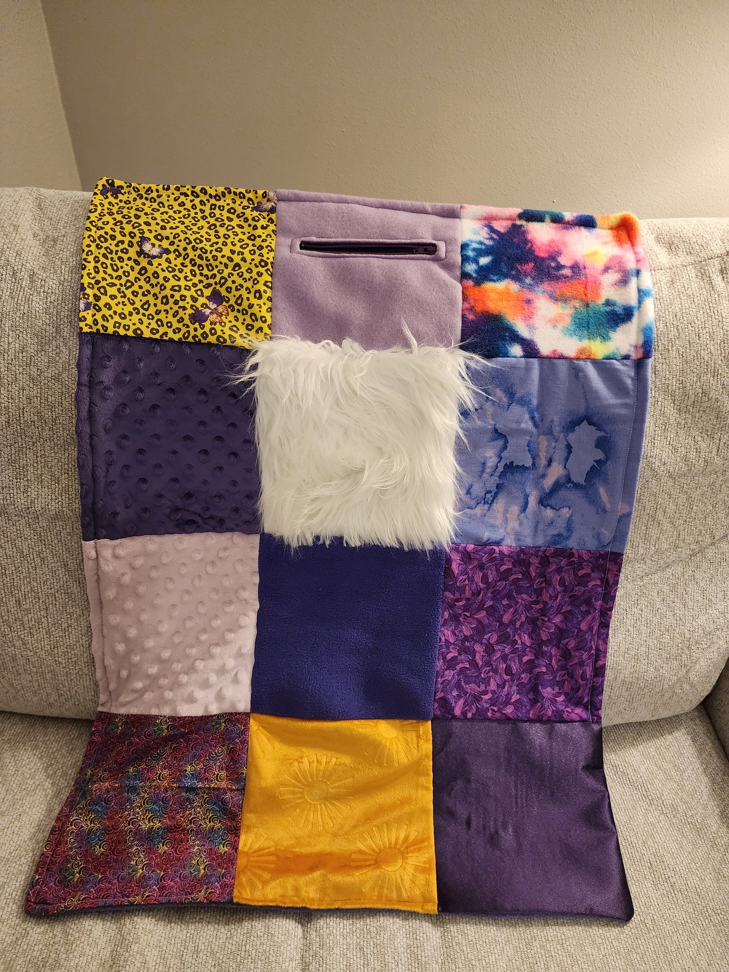 Sensory Blanket- Purple Butterfly Theme fidget lap blanket Dementia