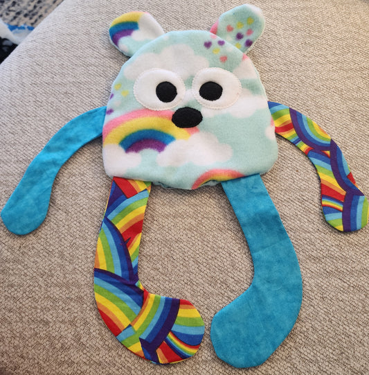 Sensory Crinkle Lovie- rainbow hearts fleece Dimple Dot Crinkle sound