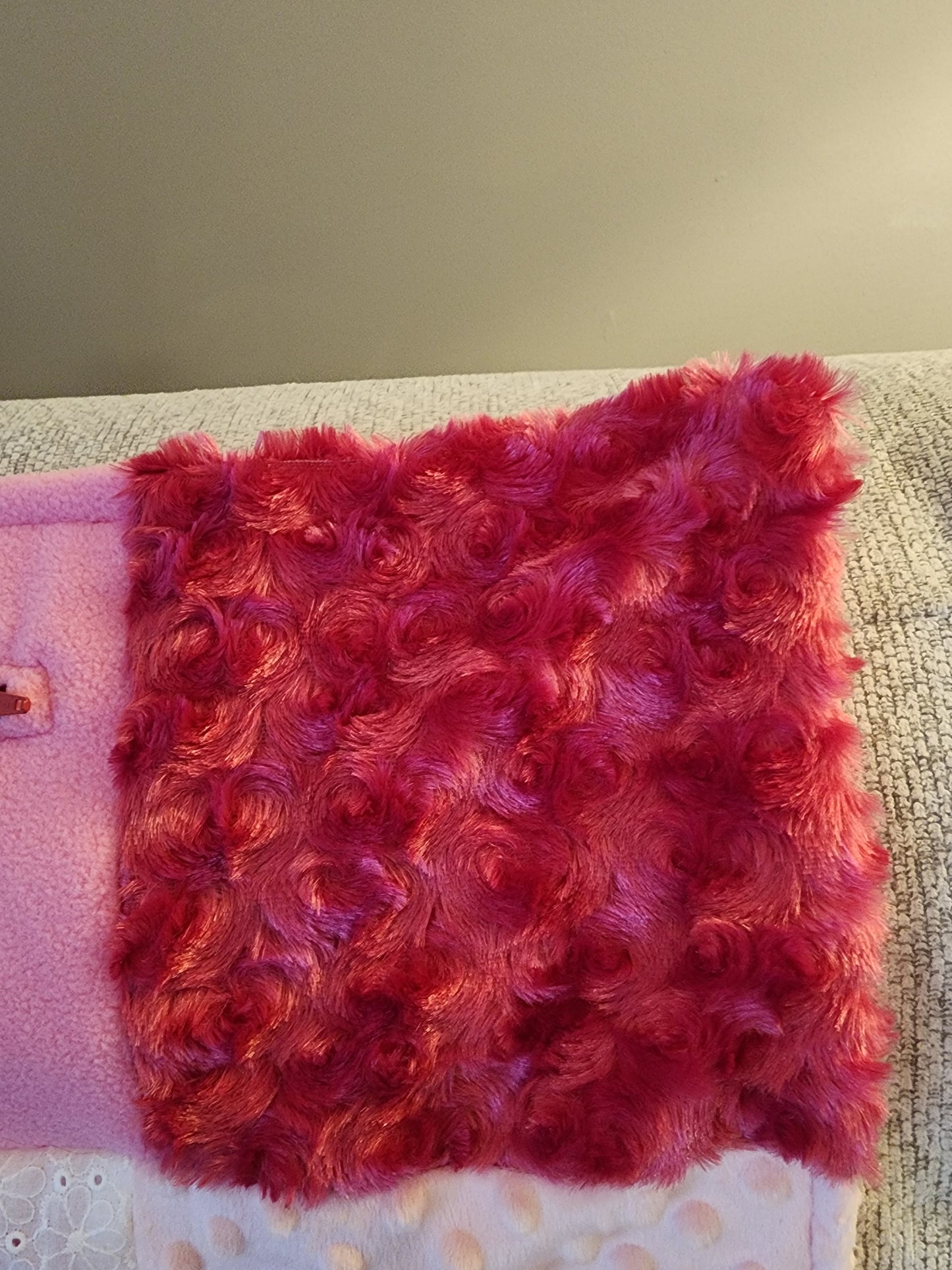 Sensory Blanket- Breast Cancer Theme fidget lap blanket Dementia Pink Ribbon