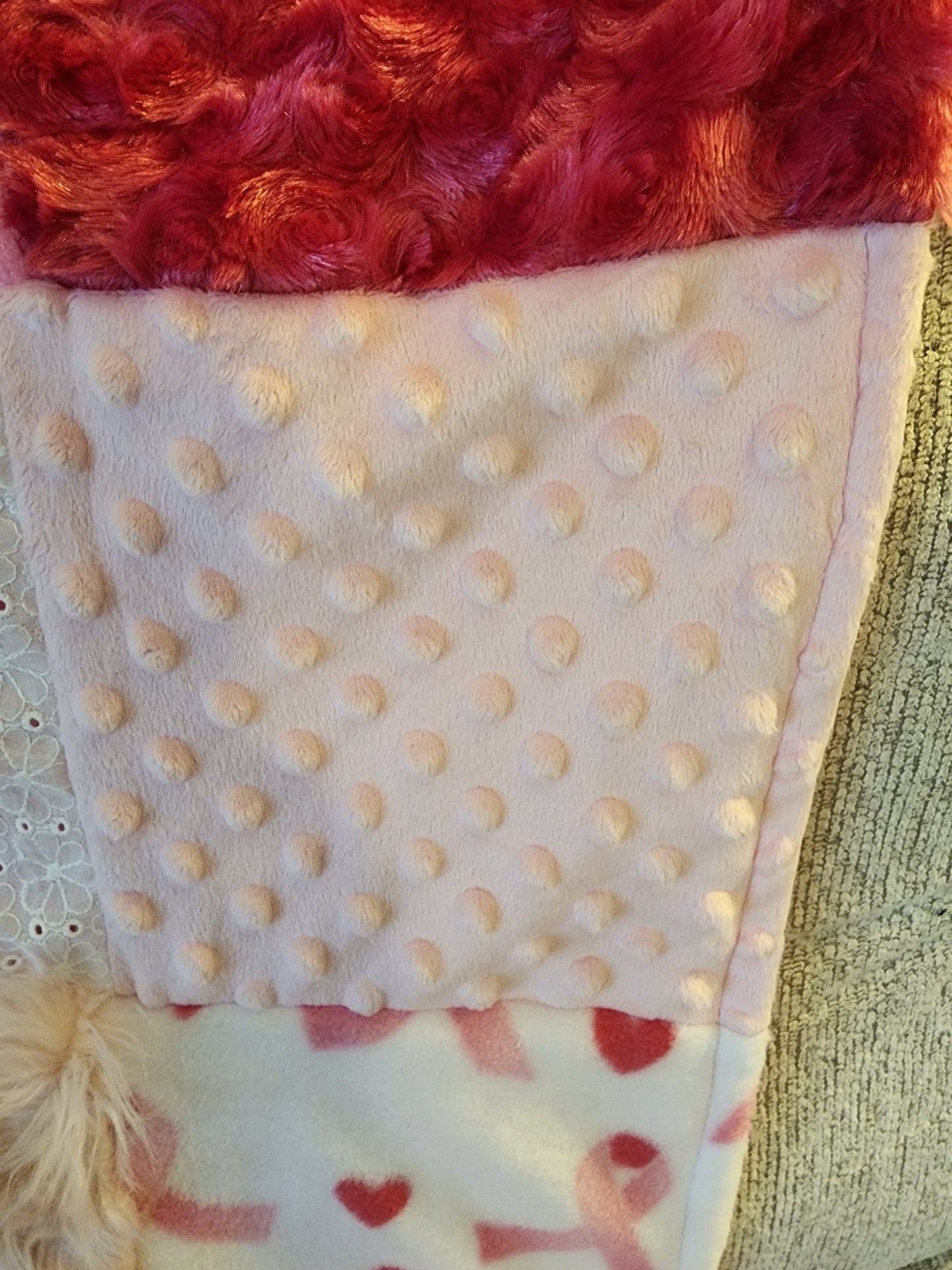Sensory Blanket- Breast Cancer Theme fidget lap blanket Dementia Pink Ribbon