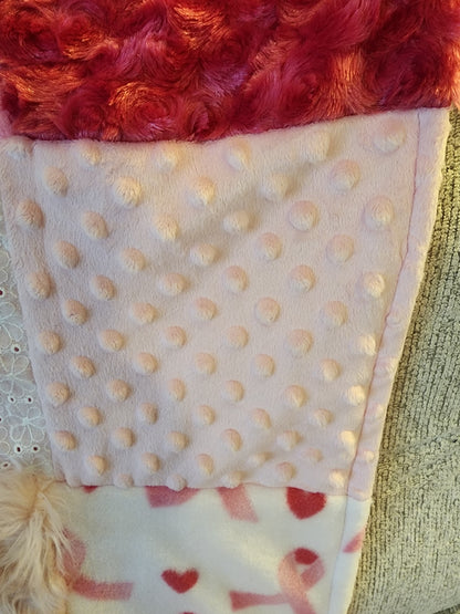 Sensory Blanket- Breast Cancer Theme fidget lap blanket Dementia Pink Ribbon
