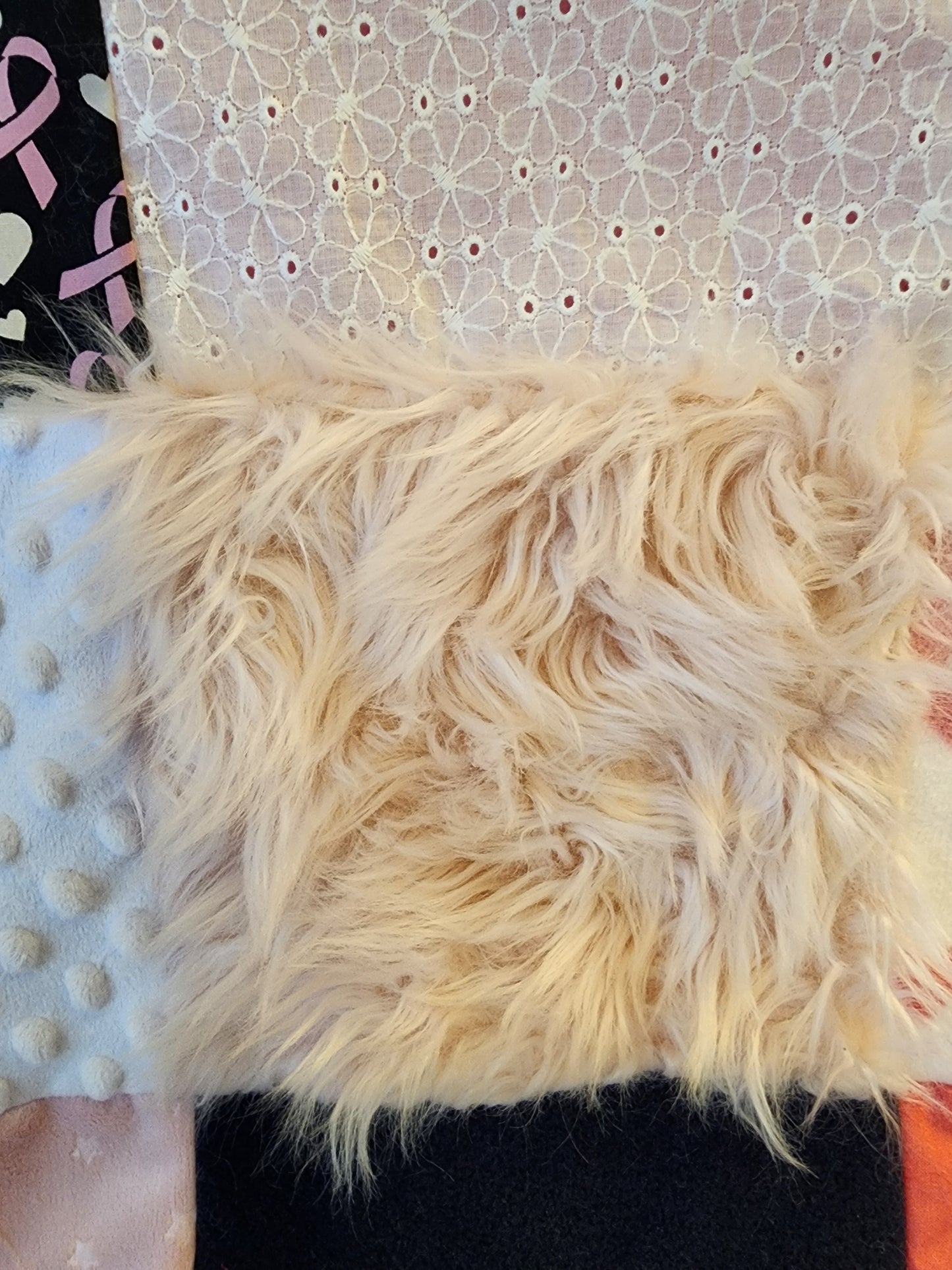 Sensory Blanket- Breast Cancer Theme fidget lap blanket Dementia Pink Ribbon