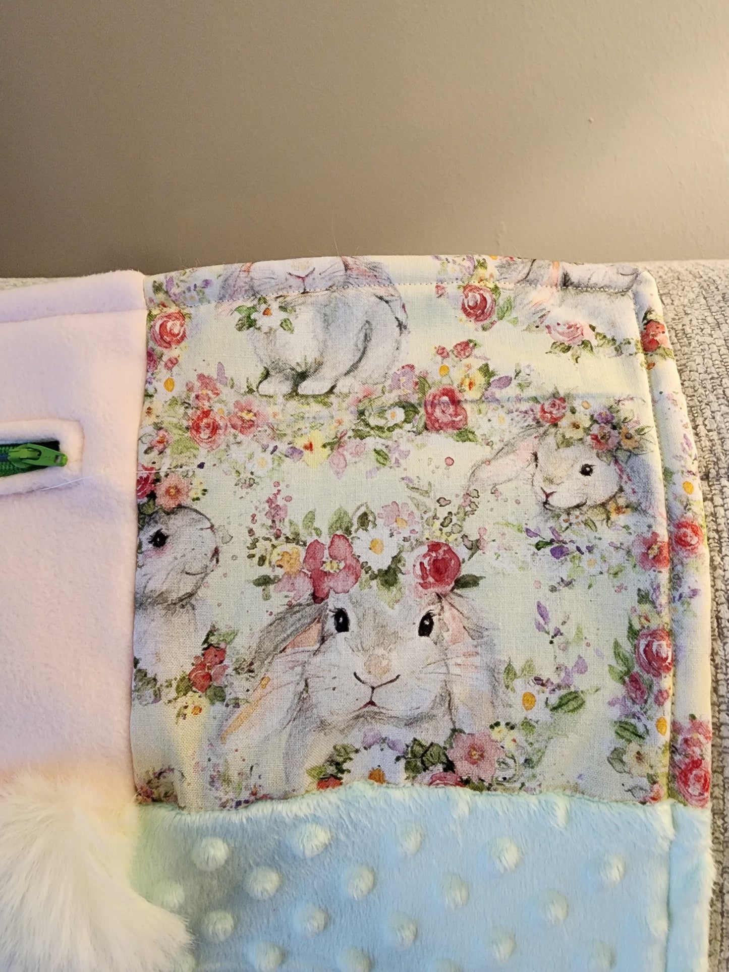 Sensory Blanket- old fashioned bunnies Theme fidget lap blanket Dementia