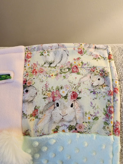Sensory Blanket- old fashioned bunnies Theme fidget lap blanket Dementia
