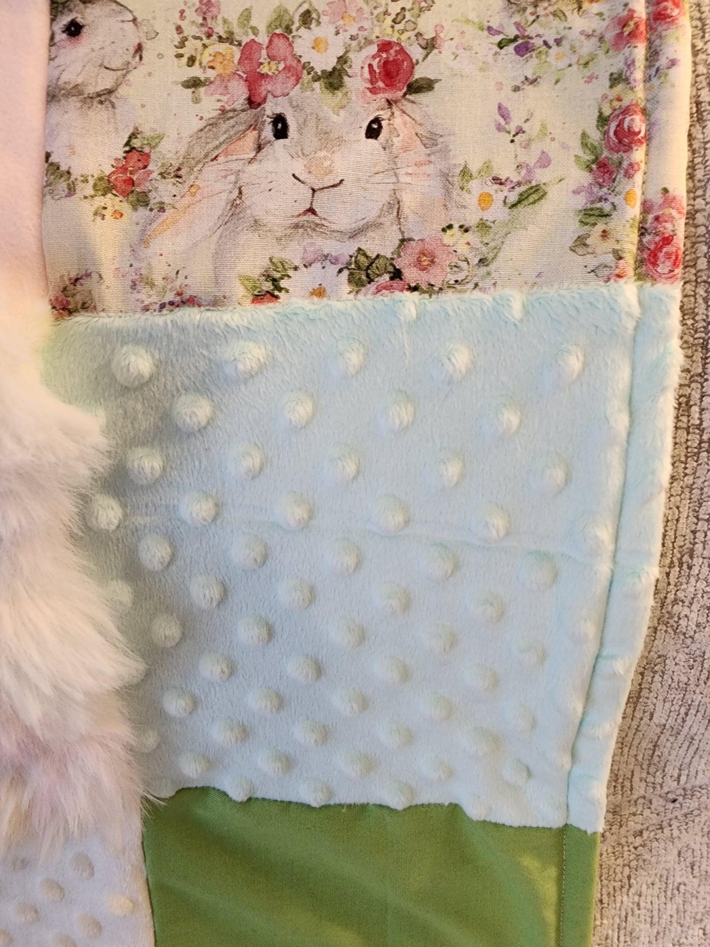 Sensory Blanket- old fashioned bunnies Theme fidget lap blanket Dementia