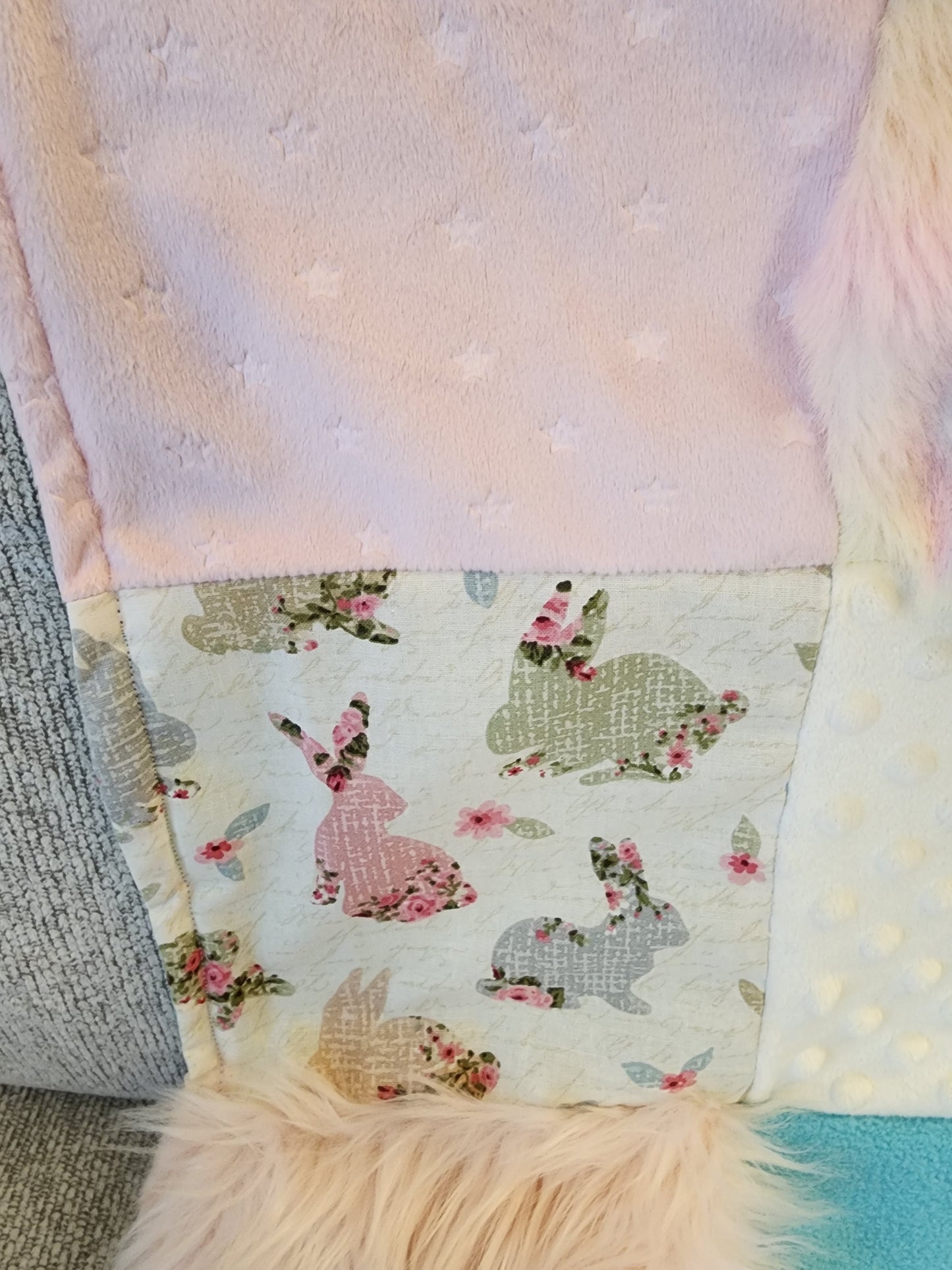 Sensory Blanket- old fashioned bunnies Theme fidget lap blanket Dementia