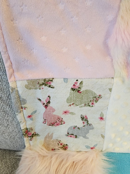 Sensory Blanket- old fashioned bunnies Theme fidget lap blanket Dementia