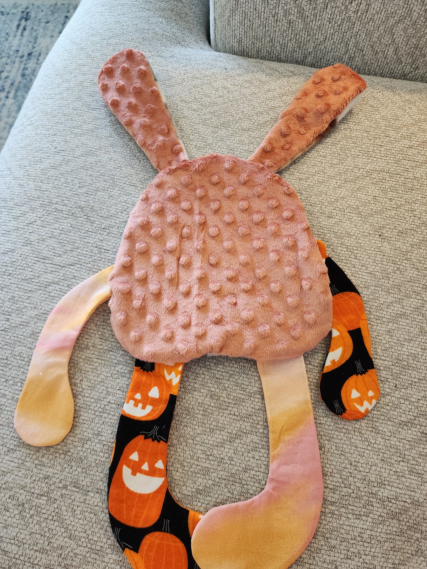 Sensory Crinkle Lovie- pumpkins Dimple Dot Crinkle sound bunny style