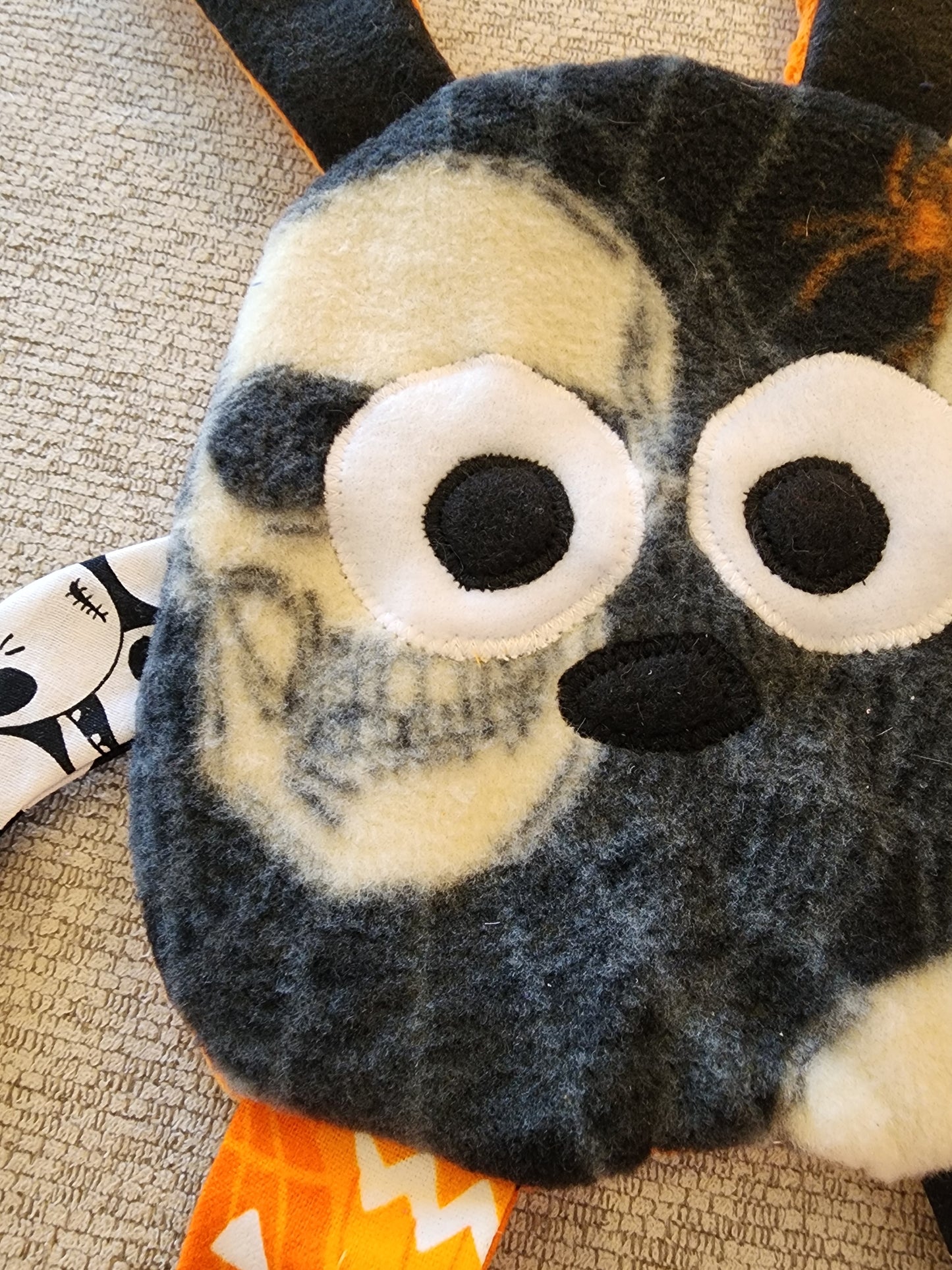 Sensory Crinkle Lovie- skulls Halloween Dimple Dot Crinkle sound bunny style