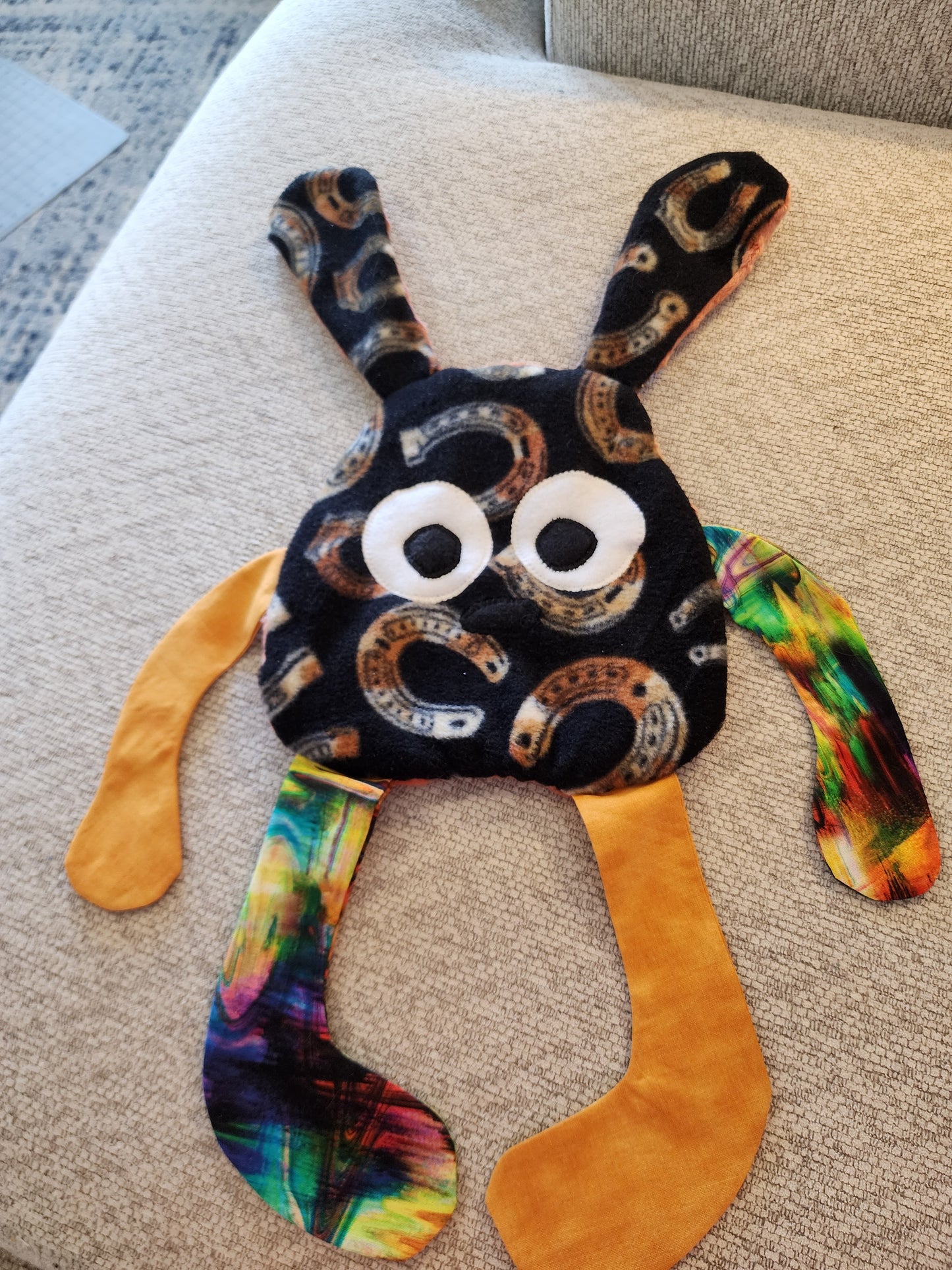 Sensory Crinkle Lovie- Horseshoes  Dimple Dot Crinkle sound western bunny style