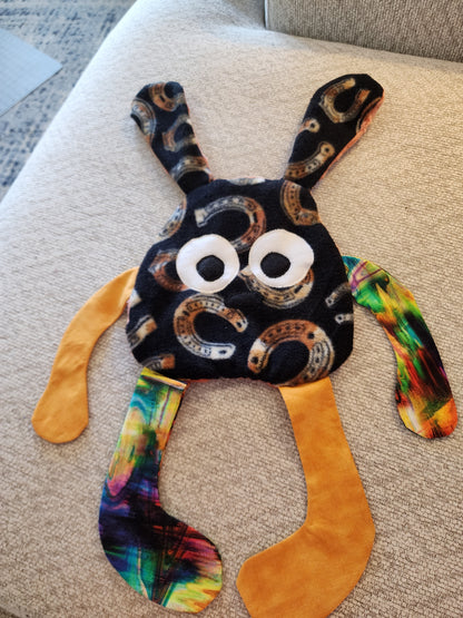 Sensory Crinkle Lovie- Horseshoes  Dimple Dot Crinkle sound western bunny style