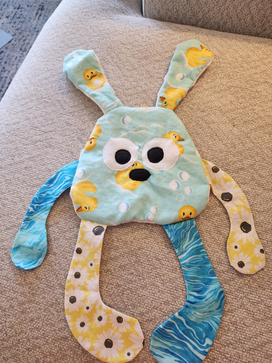 Sensory Crinkle Lovie-  Yellow Rubber Duckies Dimple Dot Crinkle sound Bunny Style