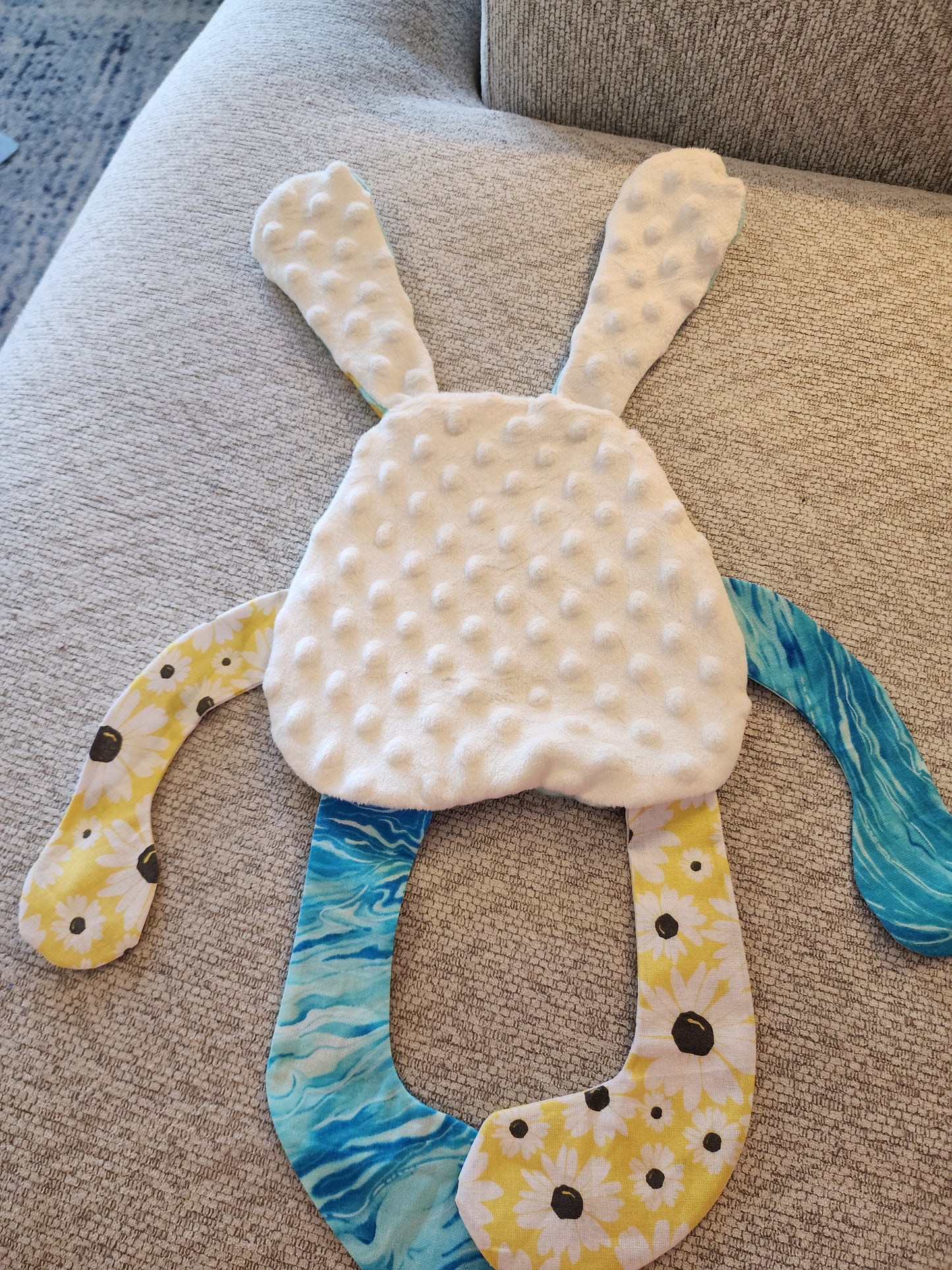 Sensory Crinkle Lovie-  Yellow Rubber Duckies Dimple Dot Crinkle sound Bunny Style