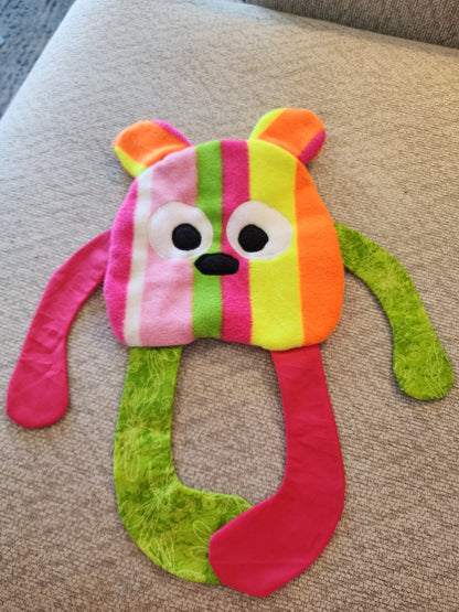 Sensory Crinkle Lovie- Neon Striped  Dimple Dot Crinkle sound bear style