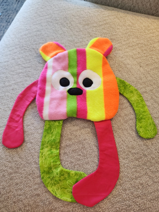 Sensory Crinkle Lovie- Neon Striped  Dimple Dot Crinkle sound bear style
