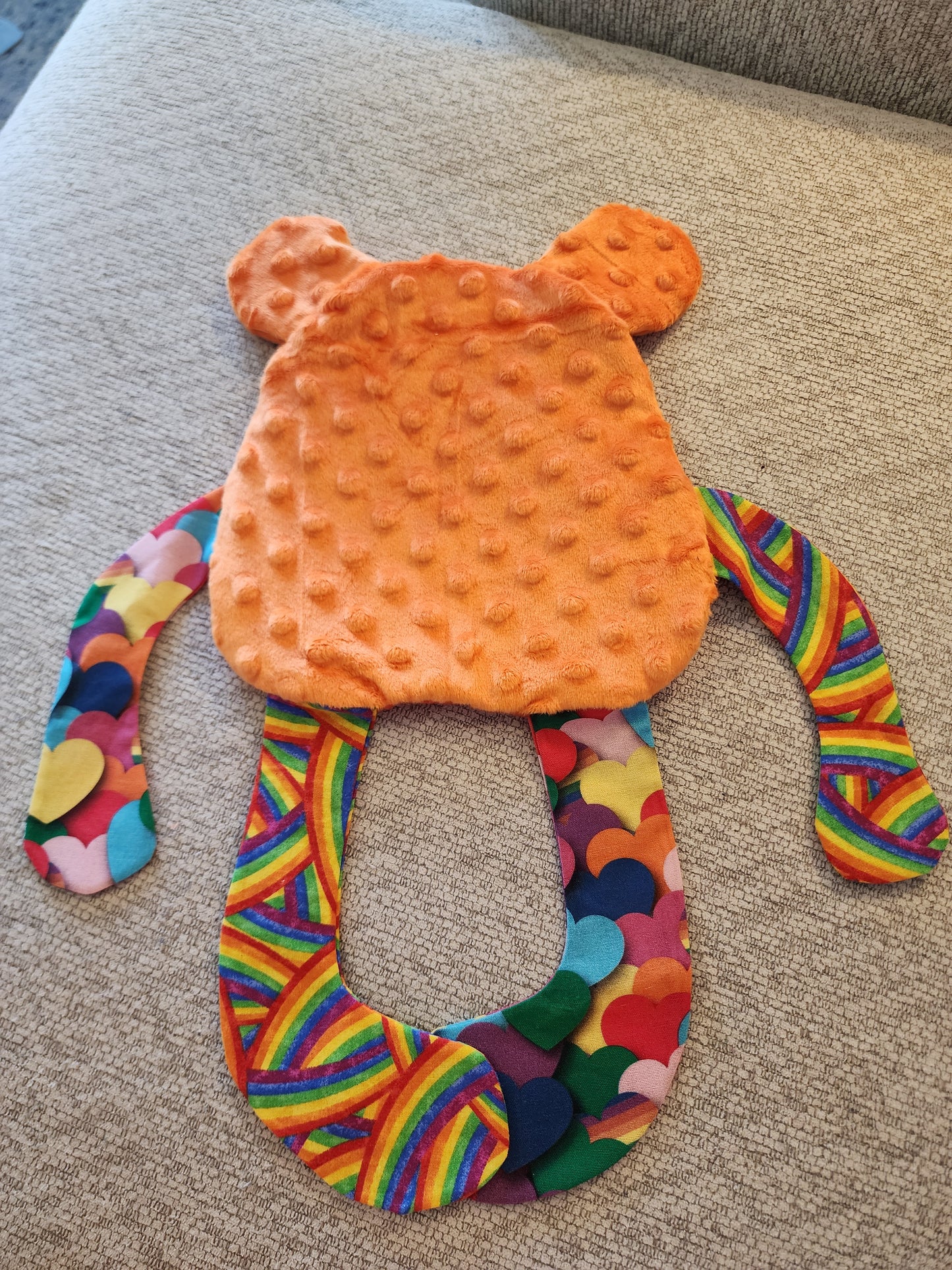 Sensory Crinkle Lovie- Sunset Striped Orange Dimple Dot Crinkle sound
