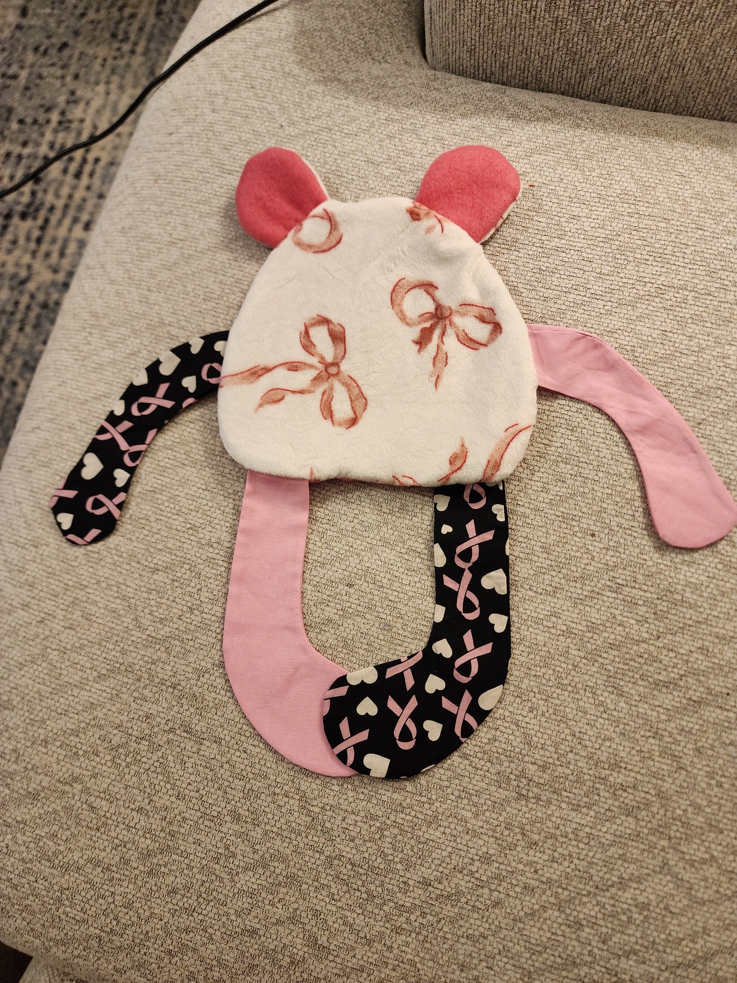 Sensory Crinkle Lovie- breast cancer pink ribbon Dimple Dot Crinkle sound bear style