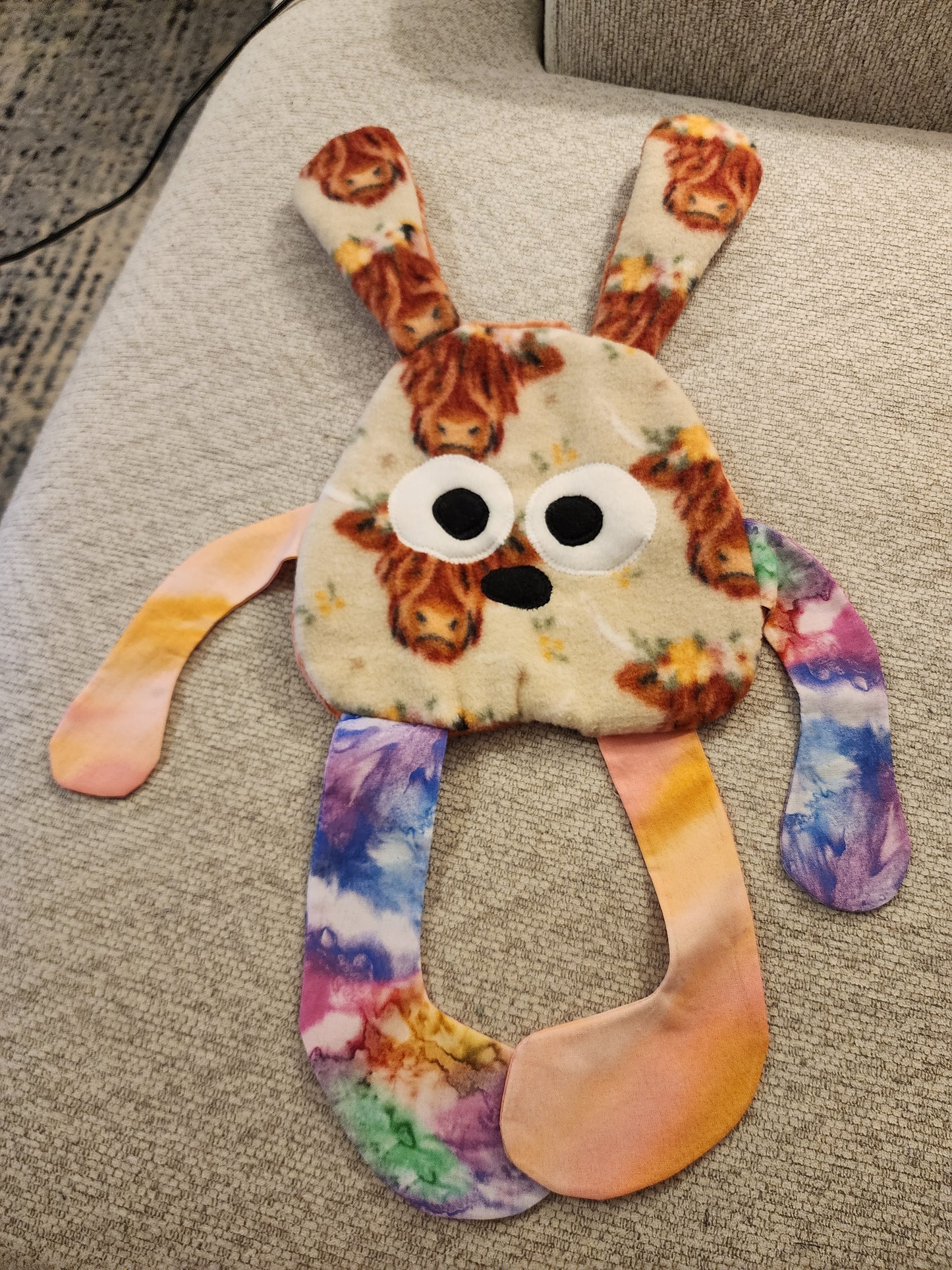 Sensory Crinkle Lovie- Highland Cow Dimple Dot Crinkle sound bunny style