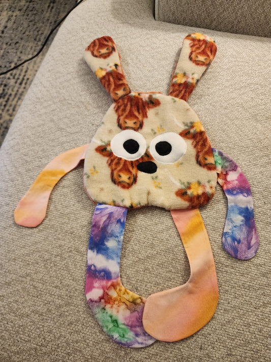 Sensory Crinkle Lovie- Highland Cow Dimple Dot Crinkle sound bunny style