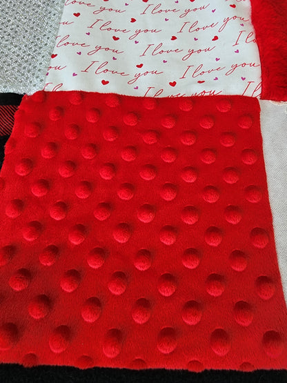 Sensory Blanket- Red Hearts Theme fidget lap blanket Dementia