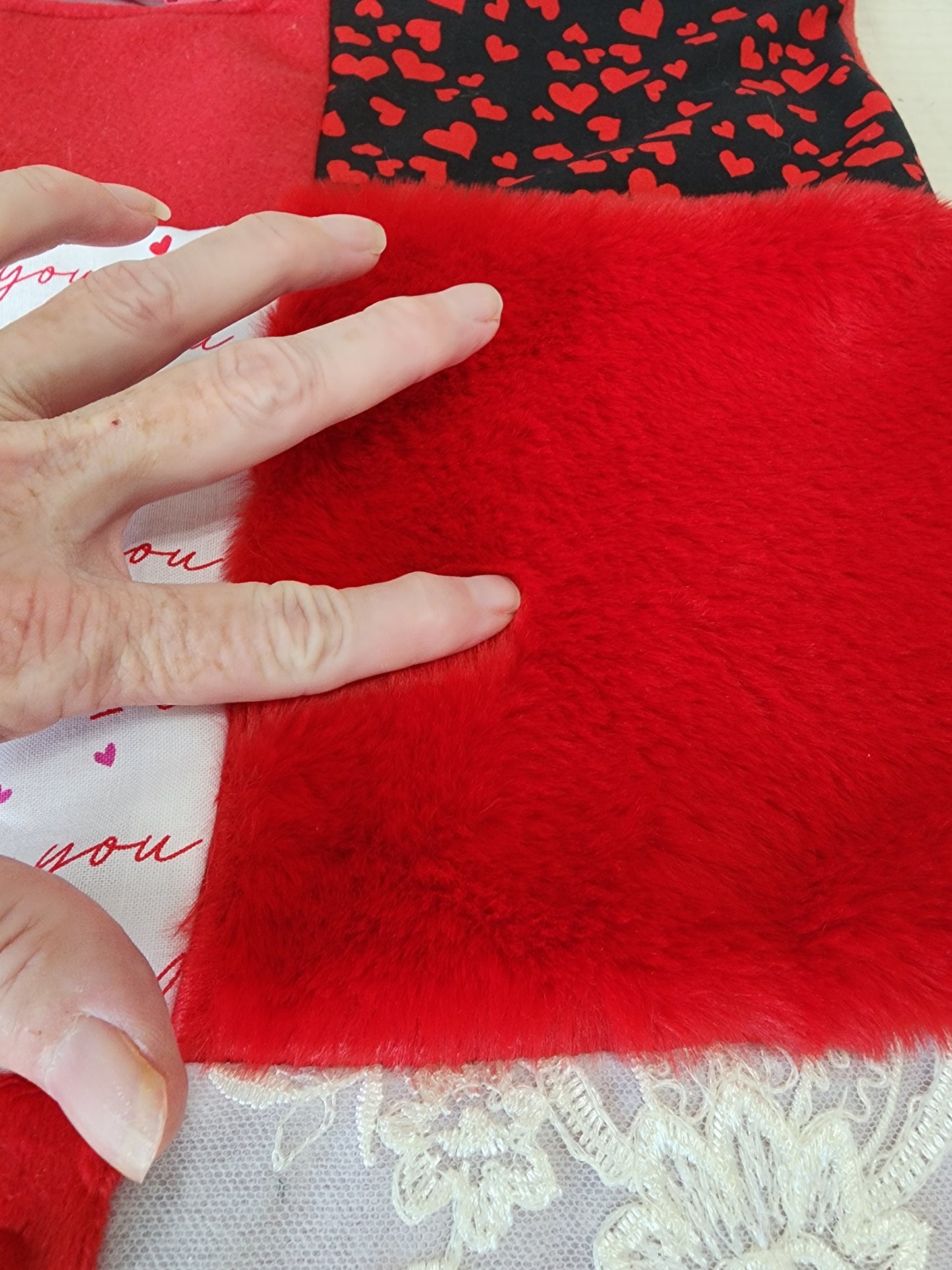 Sensory Blanket- Red Hearts Theme fidget lap blanket Dementia