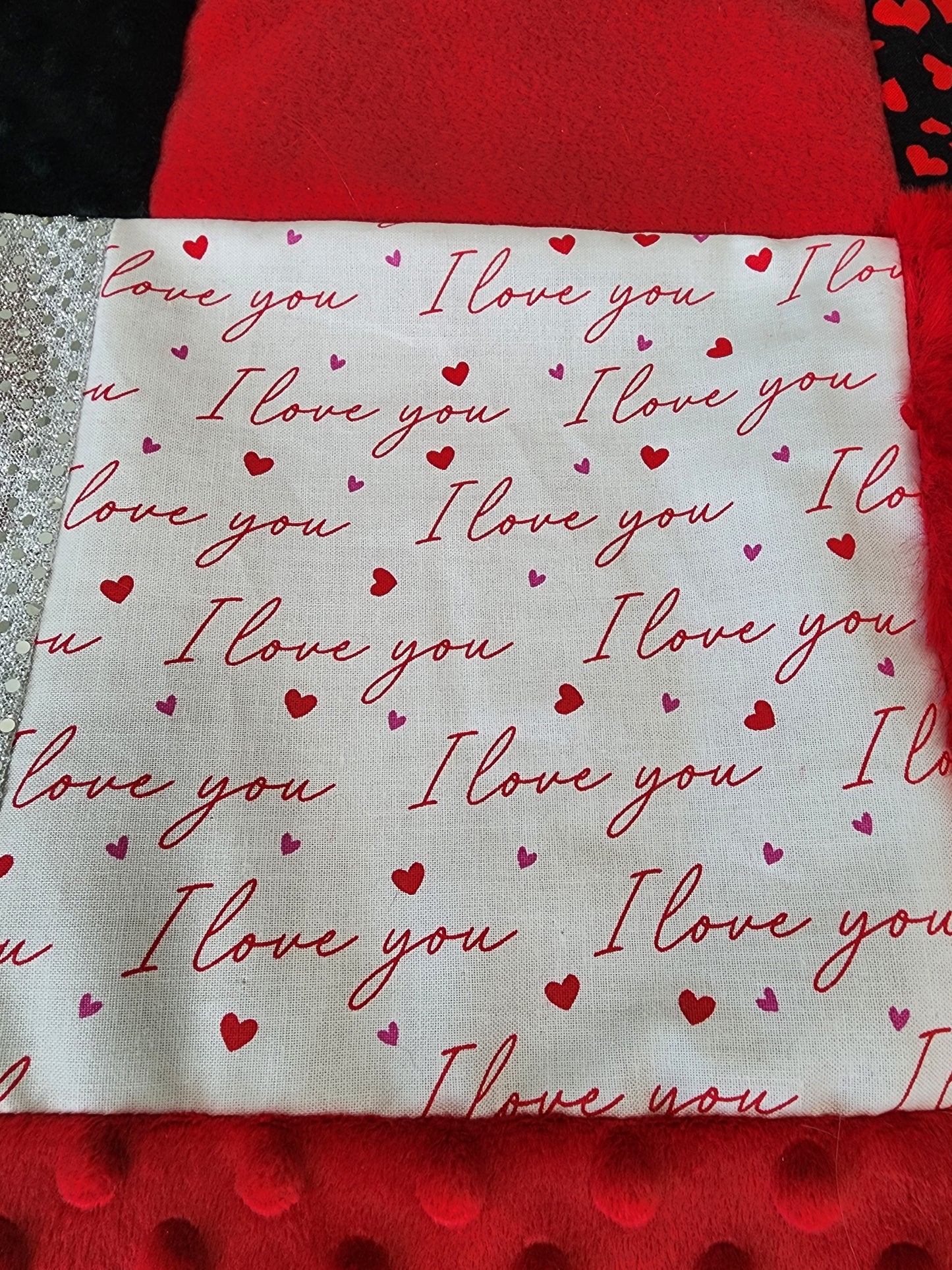 Sensory Blanket- Red Hearts Theme fidget lap blanket Dementia