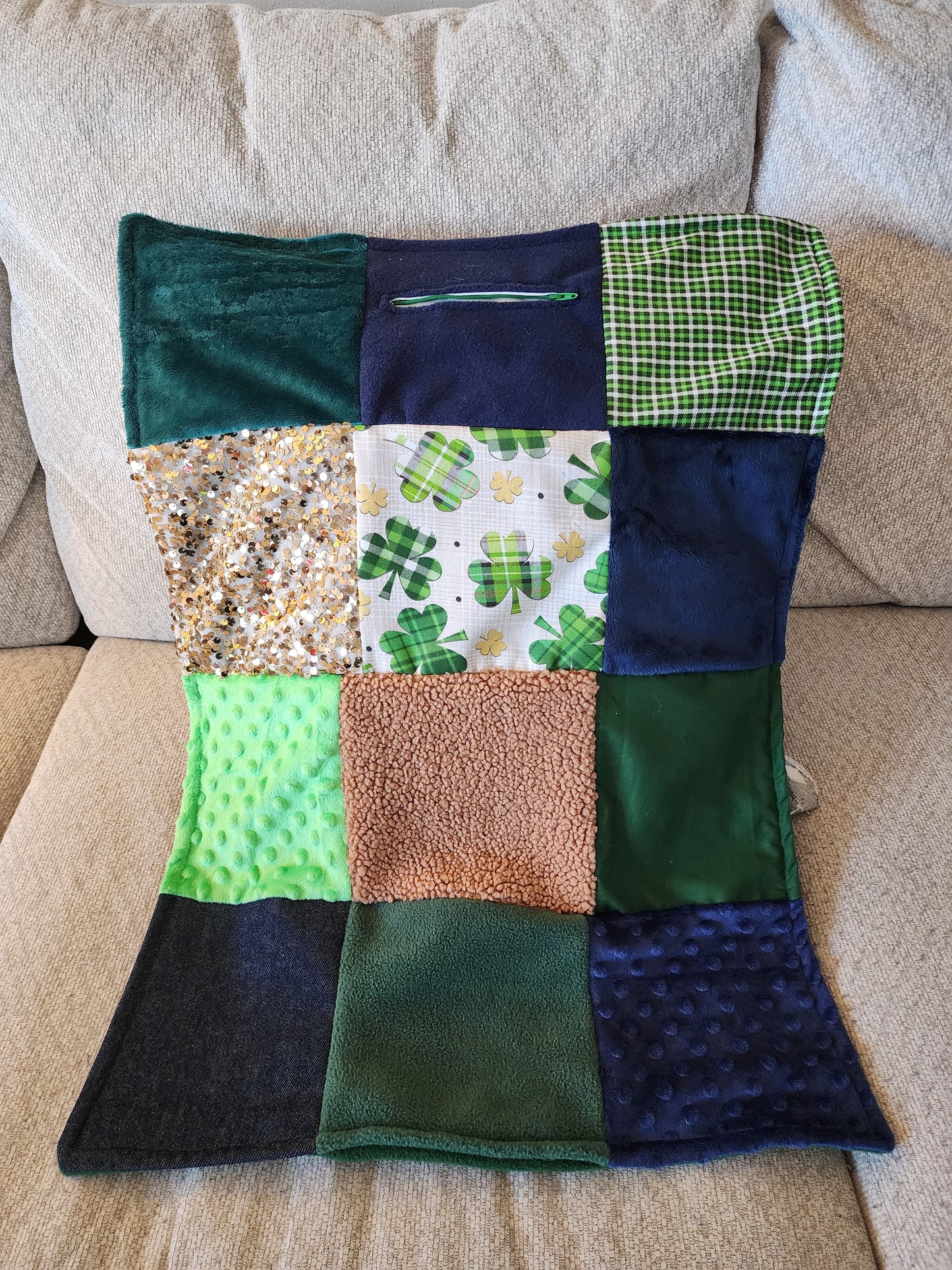 Sensory Blanket- St Patrick's Day Theme fidget lap blanket Dementia Kids